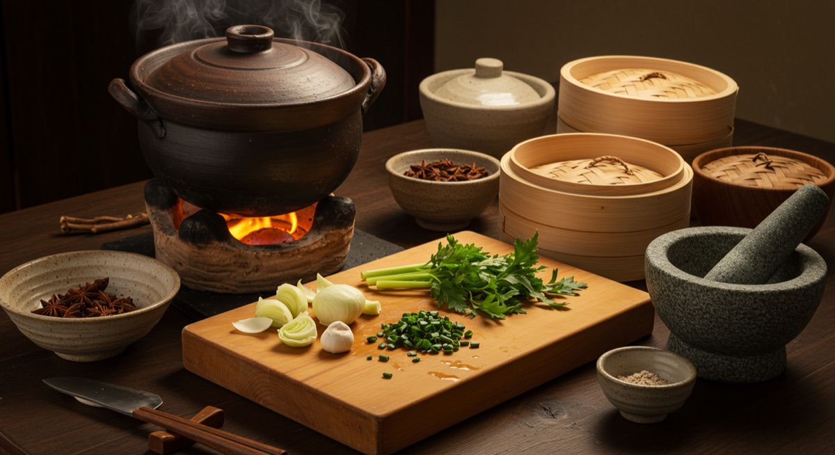 Utensils showing the ways yakuzen is cooked