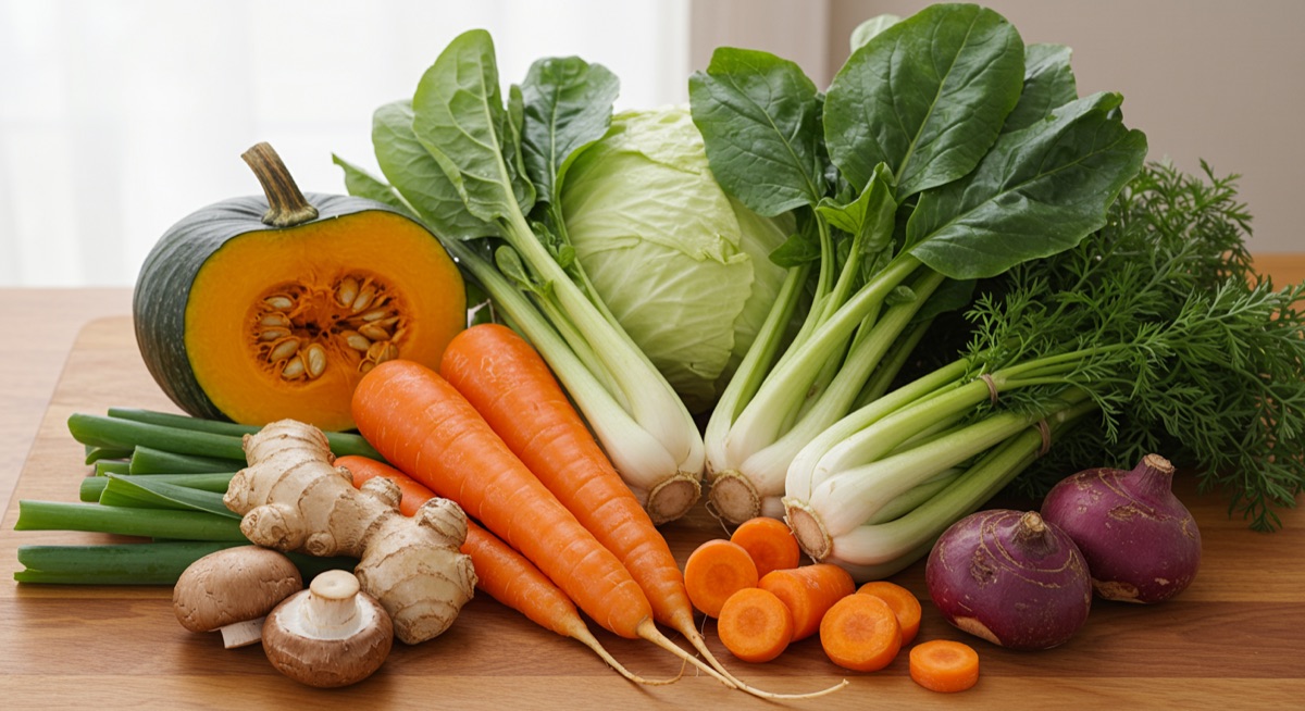 Yakuzen ingredients in a spread of colours