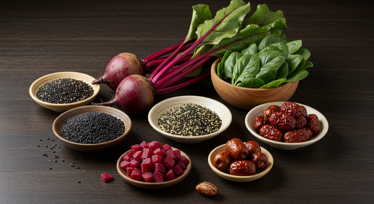 A spread of yakuzen ingredients to try for the blood deficiency constitution