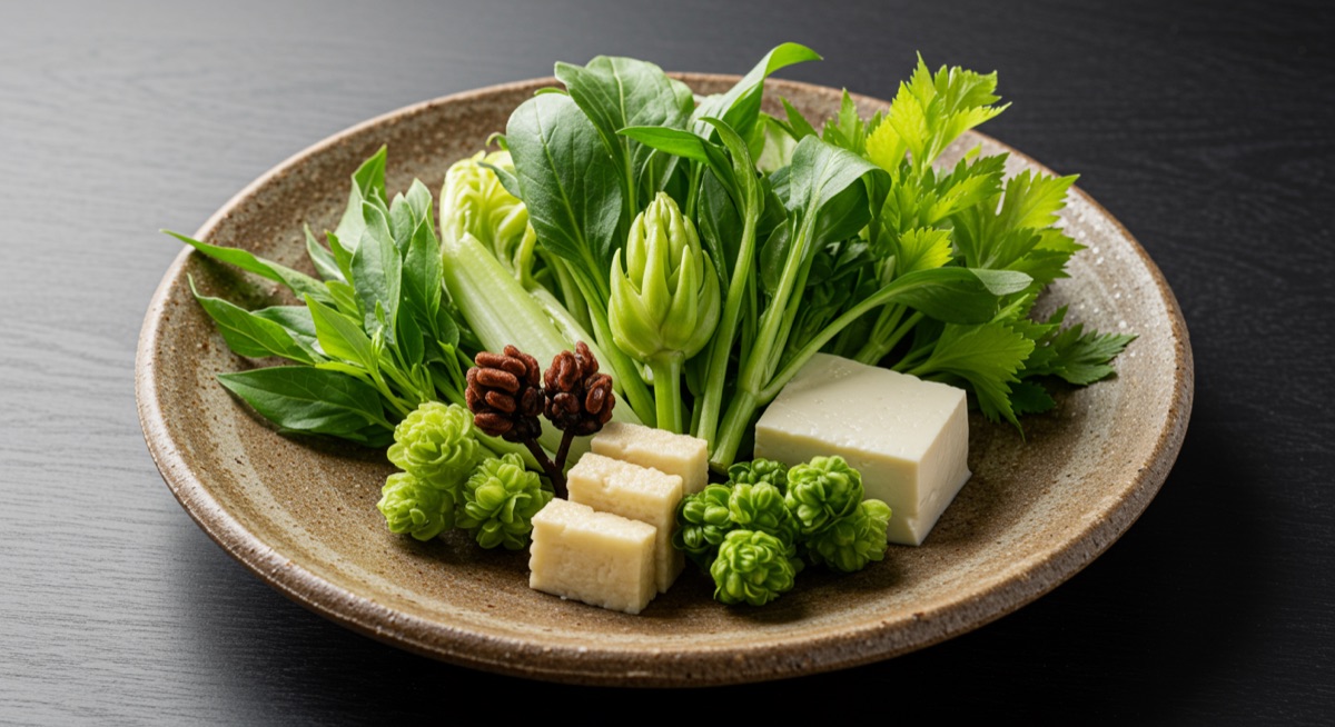 A spread of spring yakuzen ingredients