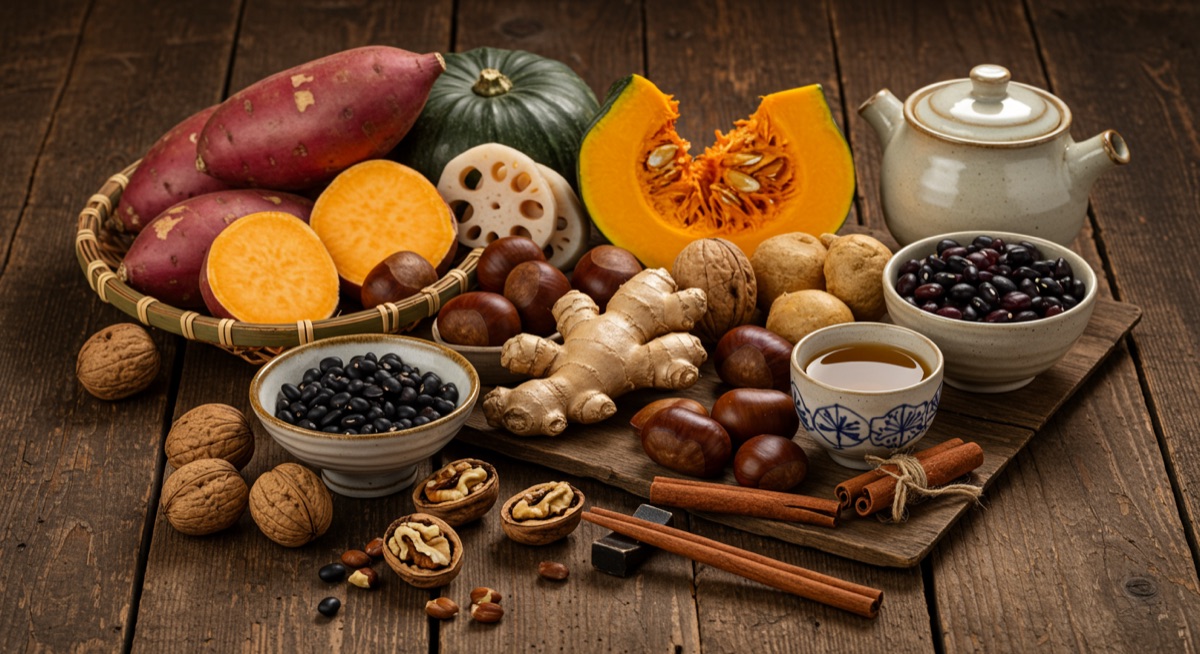 Yakuzen ingredients for the turn from autumn into winter