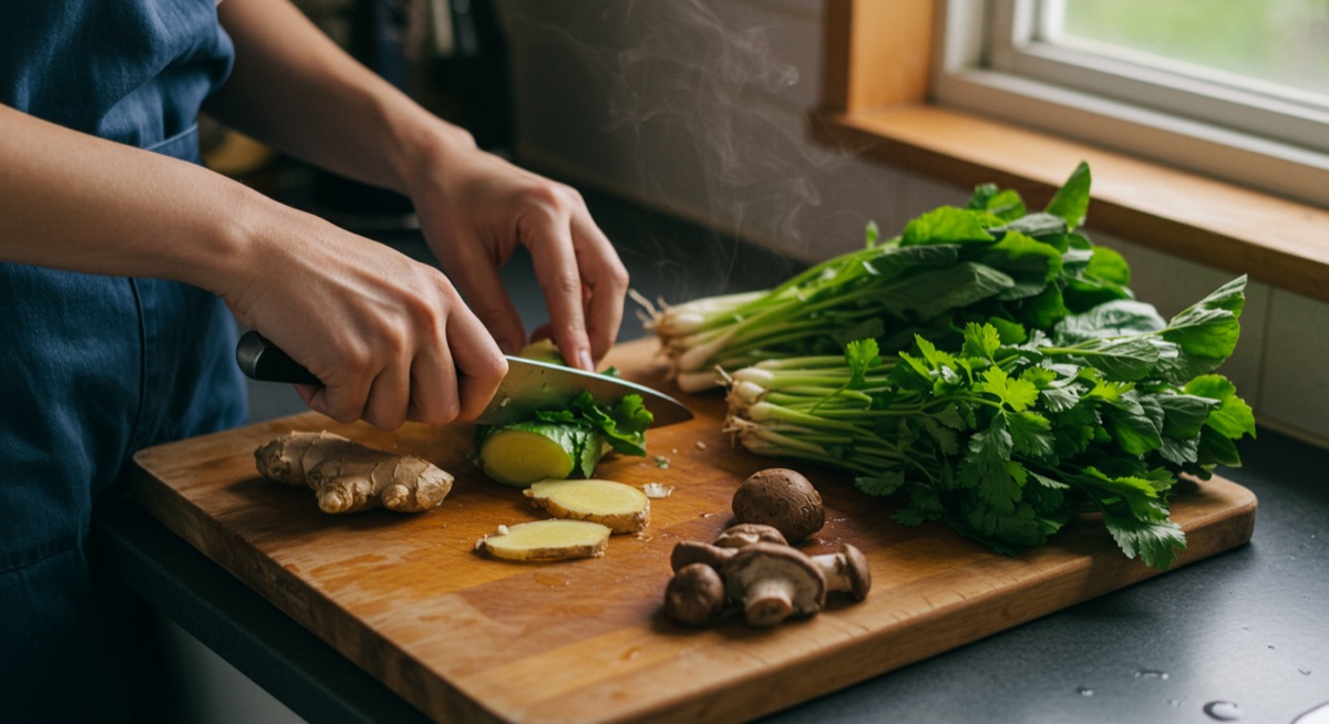 Cooking an easy yakuzen dish at home