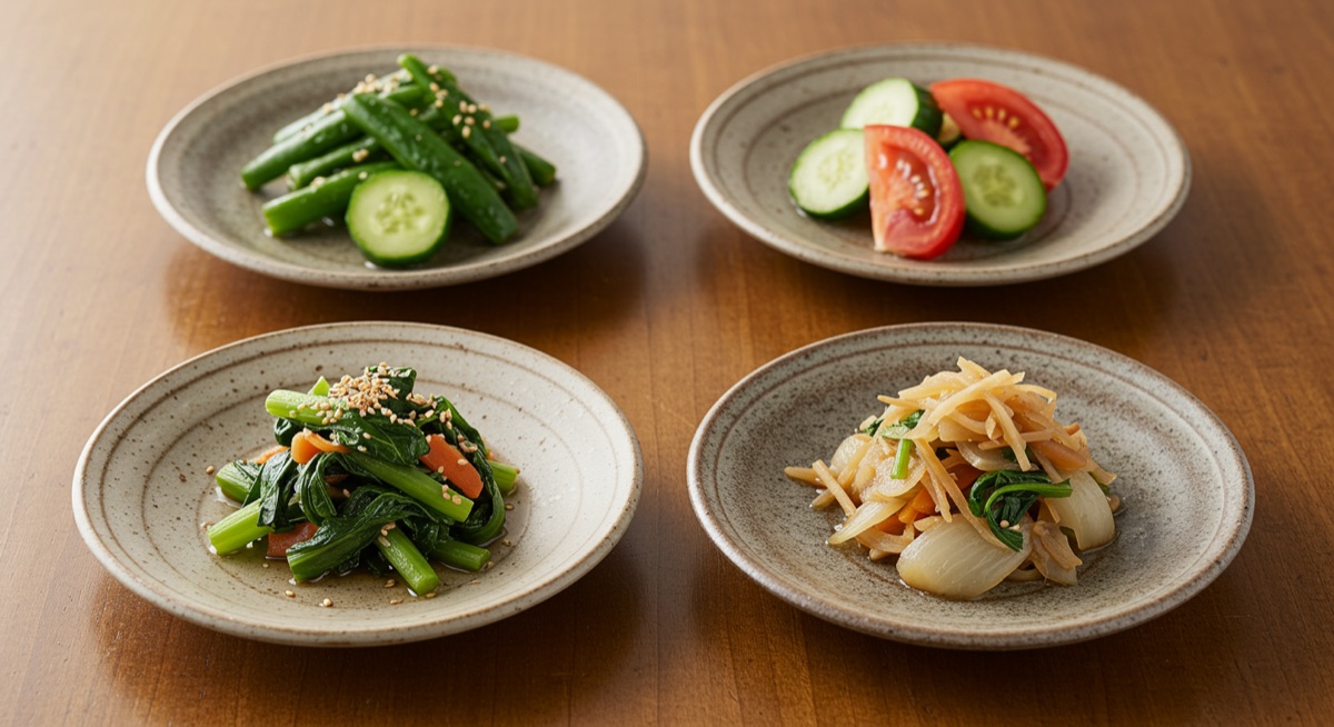 A spread of yakuzen vegetable dishes through the seasons